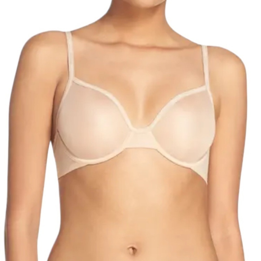 Calvin Klein Sheer Marquisette Underwire Unlined Demi Bra Beige 32A New